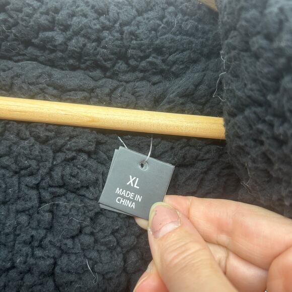 SEB by Sebby Black Fleece Puffer Reversible Long Winter Coat Hooded XL - Picture 5 of 7